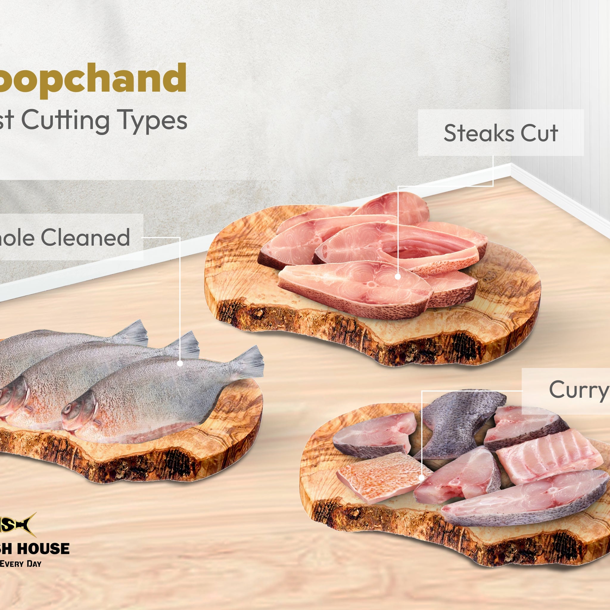 Roopchand / River Pomfret/ Dam vawal - Curry Cut & Slice